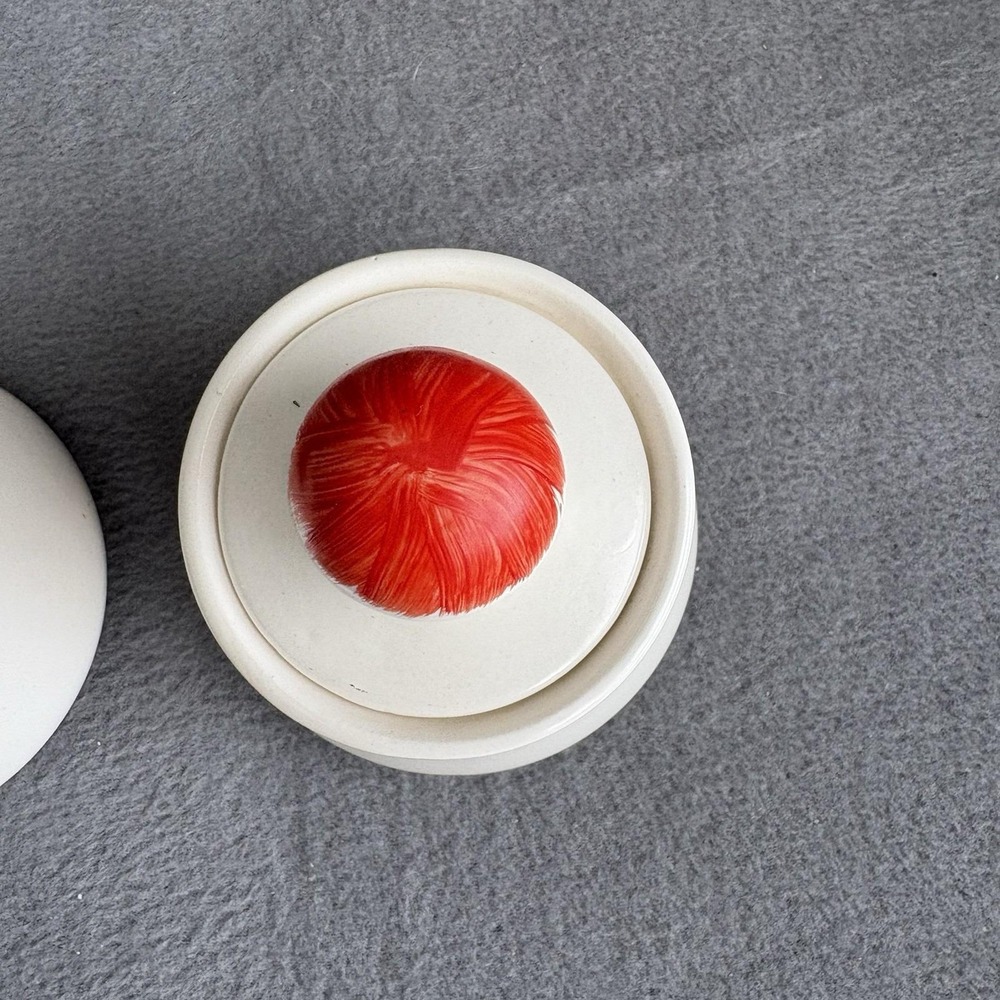Apple Red Cream And Sugar Set Hand painted Vintage Dinnerware MCM Handmade - Picture 6 of 16
